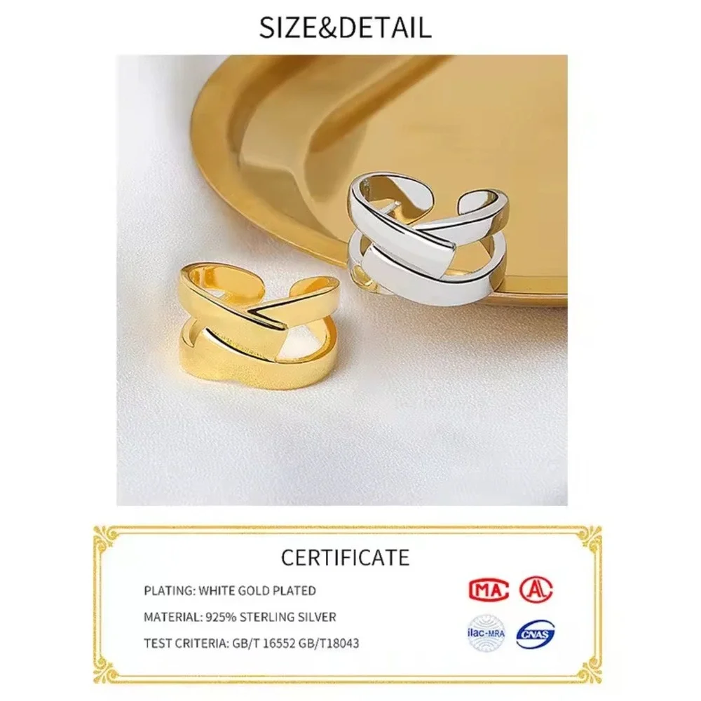 NEW 925 Sterling Silver‎ Criss Cross Adjustable Ring